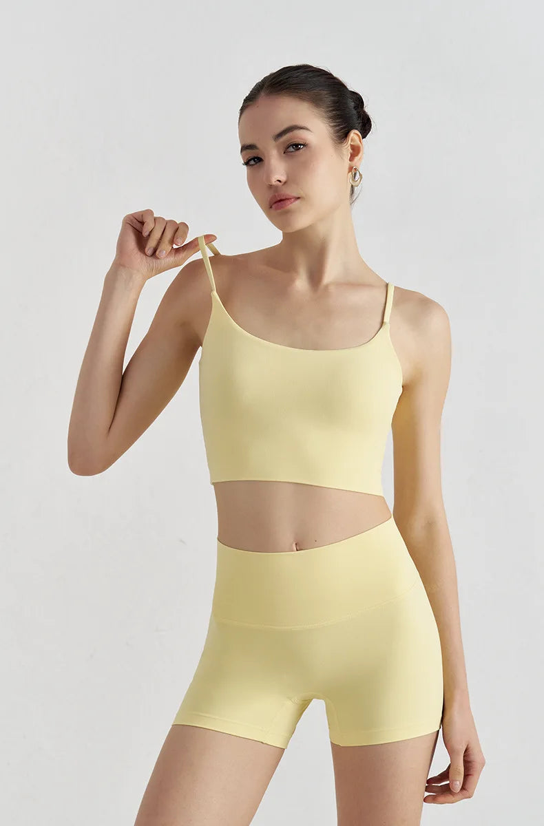 Bowknot Back Sports Bra - Thin Strap Yoga Fitness Bra with Elastic Support