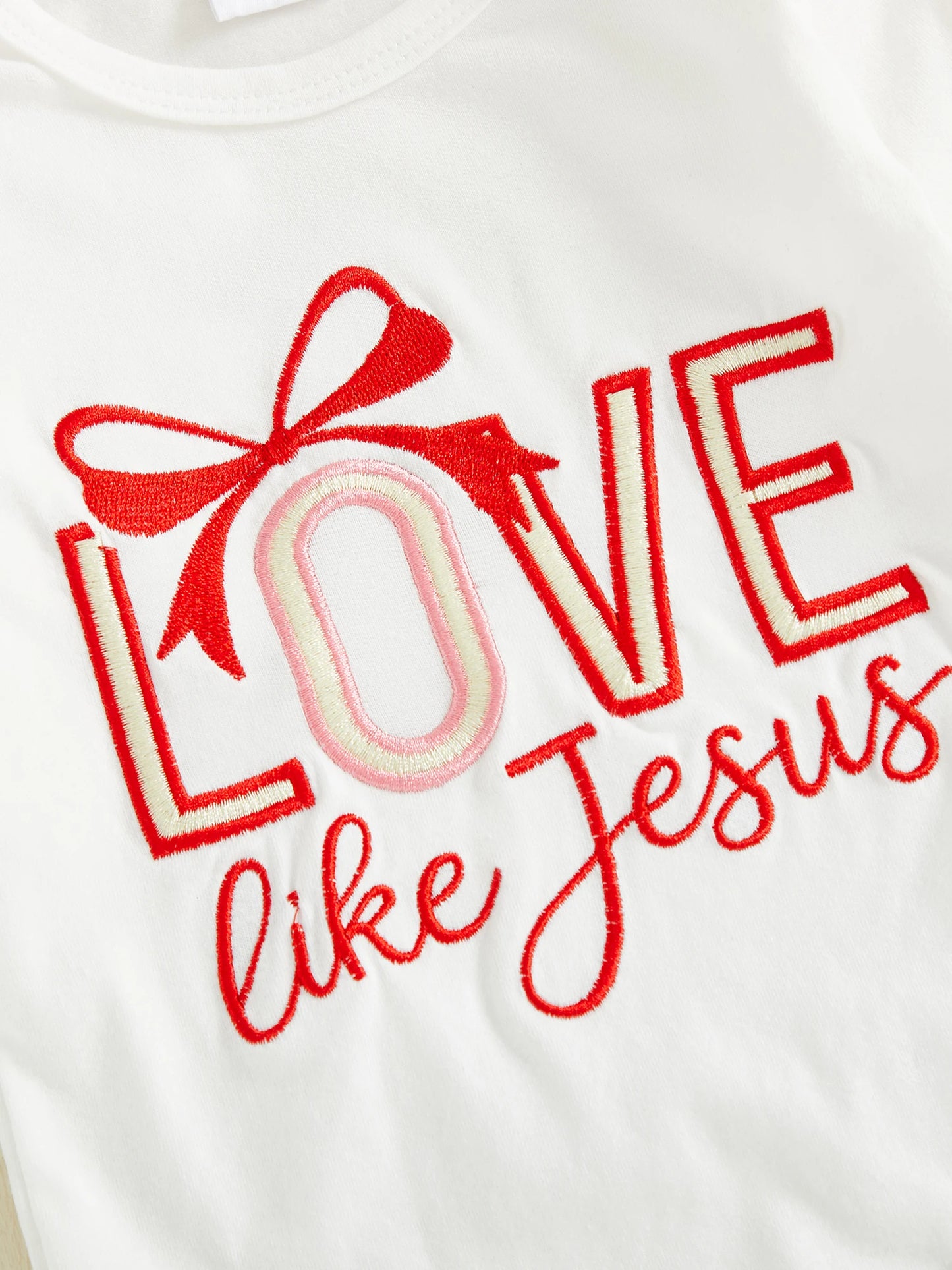 Baby Girls Valentine's Day Letter Embroidery Romper Heart Print Shorts and Hairband Set