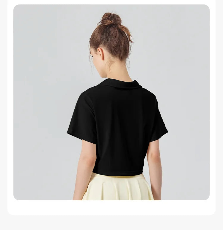 Women's Multi-Sport Athletic T-Shirt - Breathable Crop Top for Yoga & Tennis