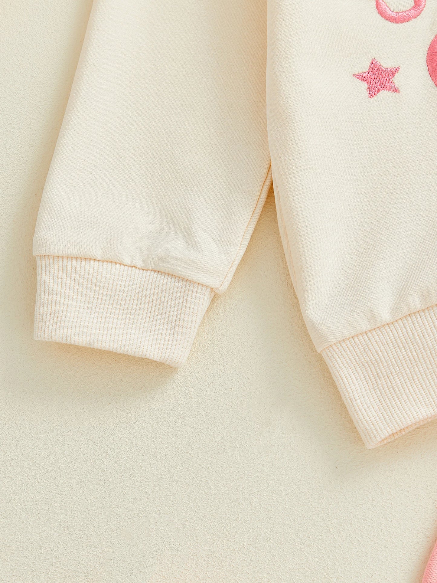 Toddler Baby Girls Fall Winter Outfit Set - Star Bow Embroidery Sweatshirt & Pants 0-3Y