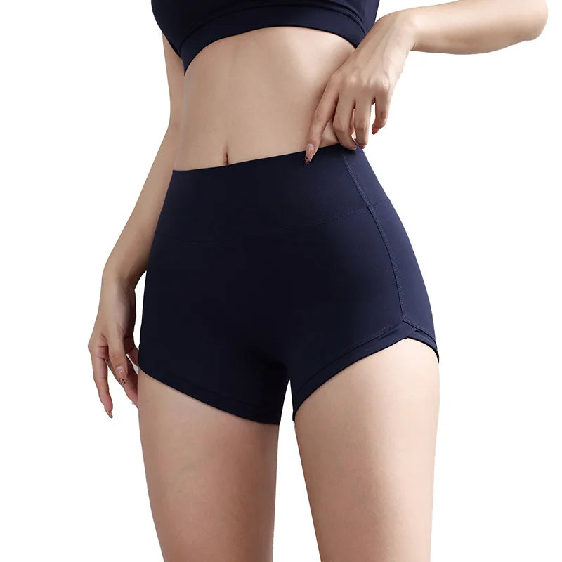 Quick-Dry Nylon Gym Shorts - High-Waisted Cycling Shorts