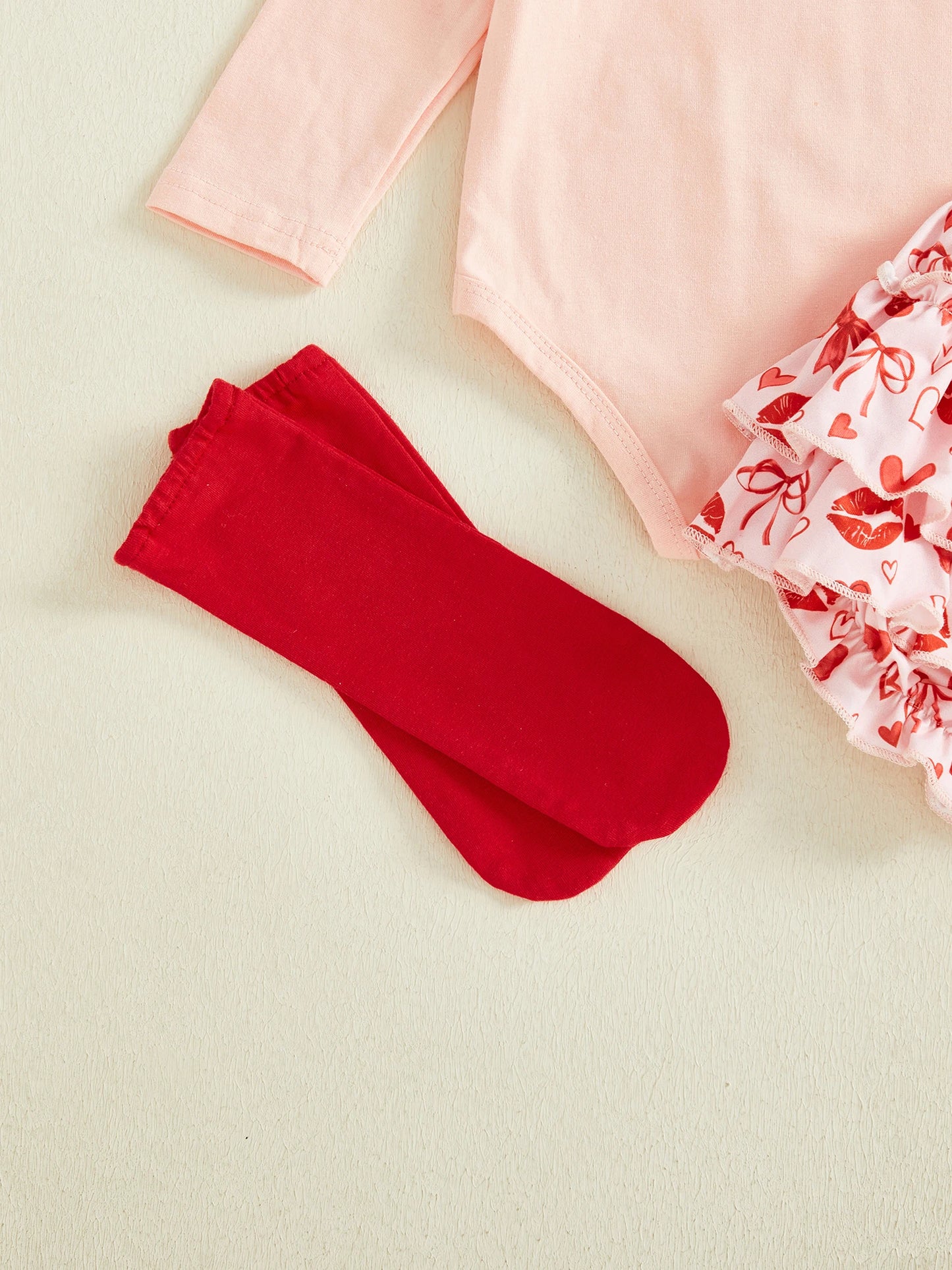 Baby Girls Valentine's Day 4-Piece Outfit Set - Romper, Skirt, Leg Warmers & Headband