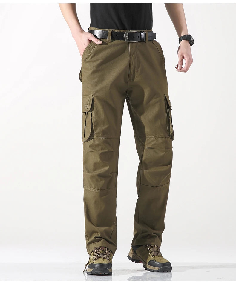 Spring Autumn Cotton Cargo Pants - Multiple Pockets Casual Trousers