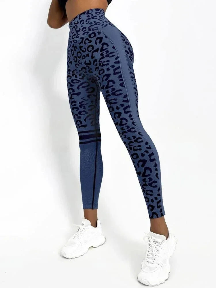 Women Leopard Seamless Yoga Pants High Waist Lifting Hip Tight Running Sports Leggings