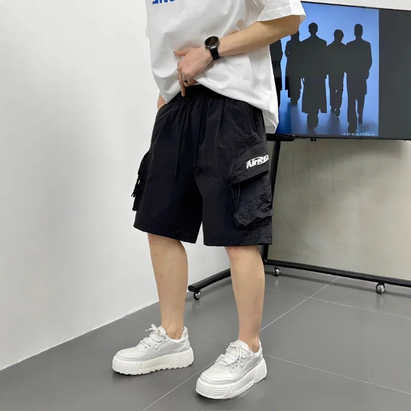 Men's Casual Cargo Shorts Knee Length Summer Drawstring Shorts