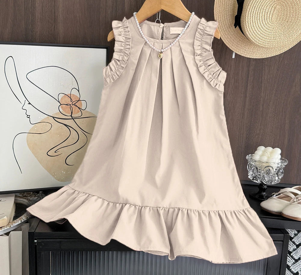 Girl's Clothes Summer Red Sleeveless Casual Dress