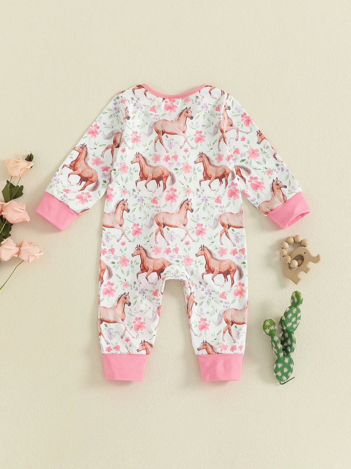 Baby Animal Print Romper - Long Sleeve Zipper Jumpsuit for Autumn Winter (0-18M)