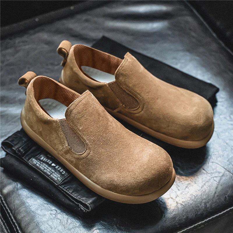 Men's Casual Sneakers British Style Loafers Slip-on Suede Leather Shoes