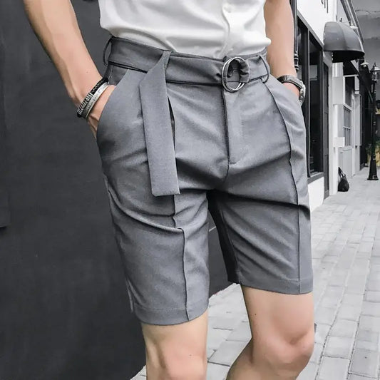 Men's Summer Smart Casual Slim Fit British Style Straight Thin Knee Length Shorts