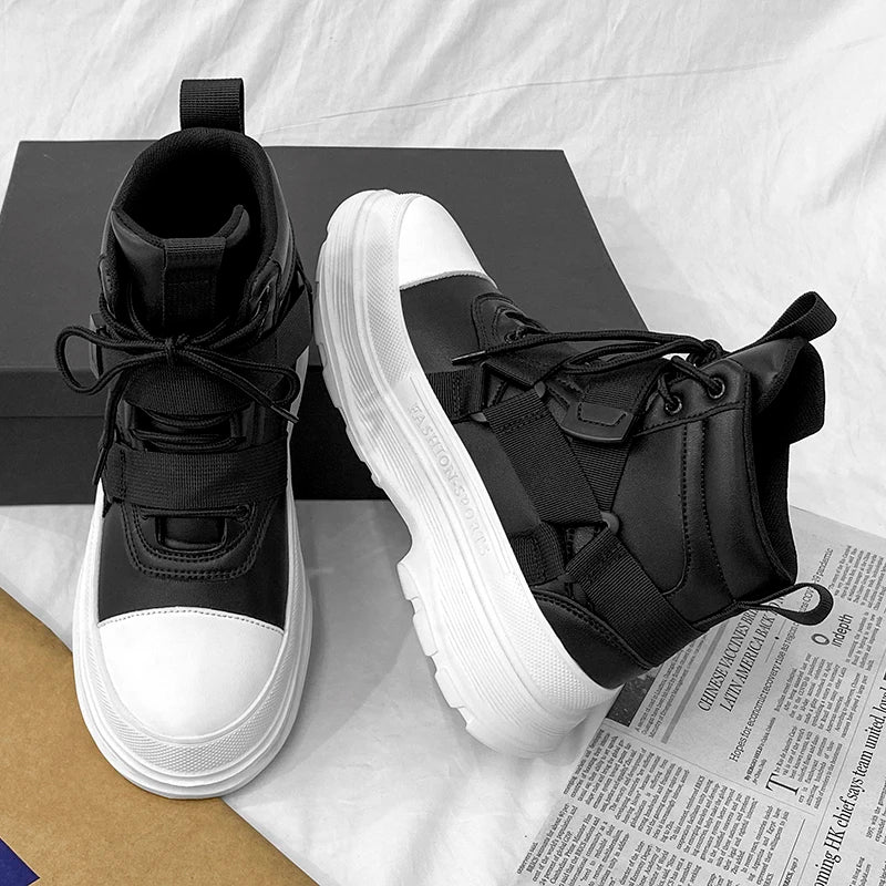 Men's High-Top Platform Sneakers - Casual Ankle Boots
