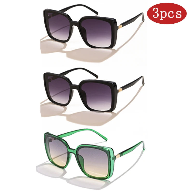 Y2K Vintage Square Sunglasses - 3 Pack Retro Driving UV400 Unisex Eyewear