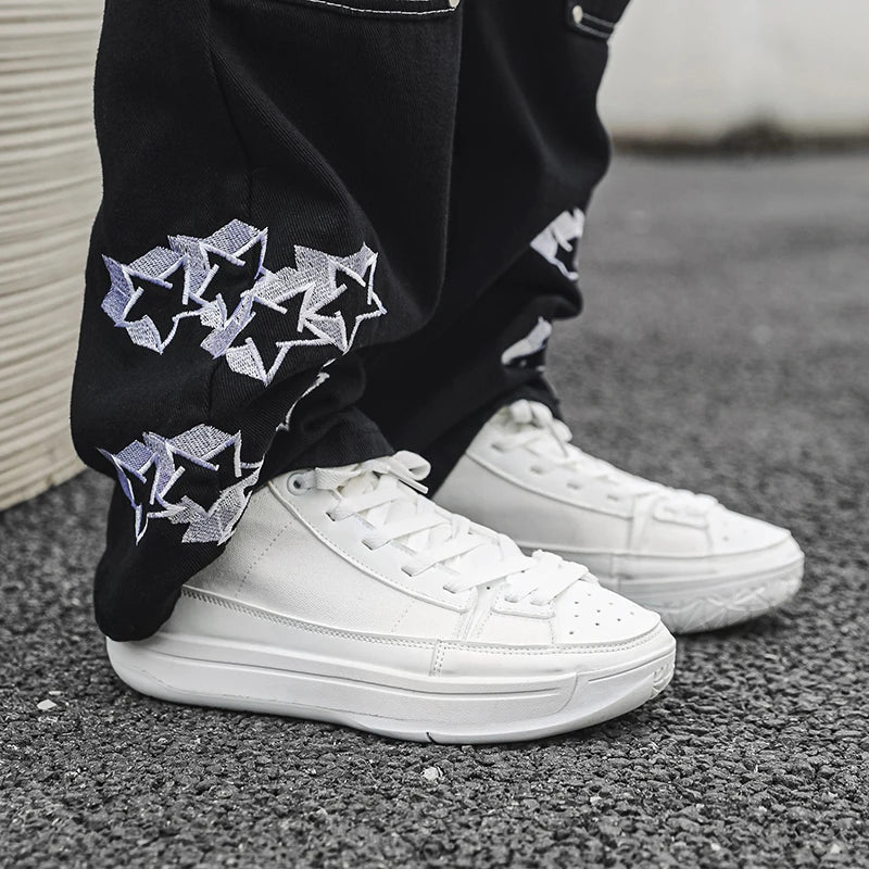 Men's Canvas Platform Sneakers - Vulcanized Skateboard Shoes
