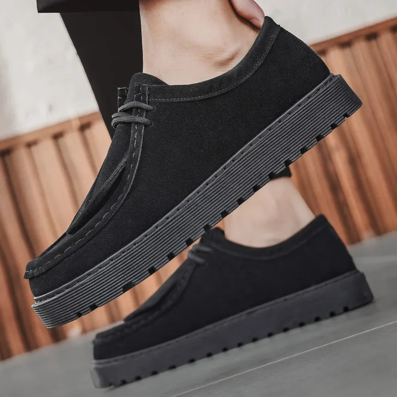 Men's Casual Platform Sneakers - Lace-Up Tennis Sports Shoes