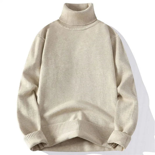 Men's Turtleneck Knitted Sweater - Slim Fit Pullover