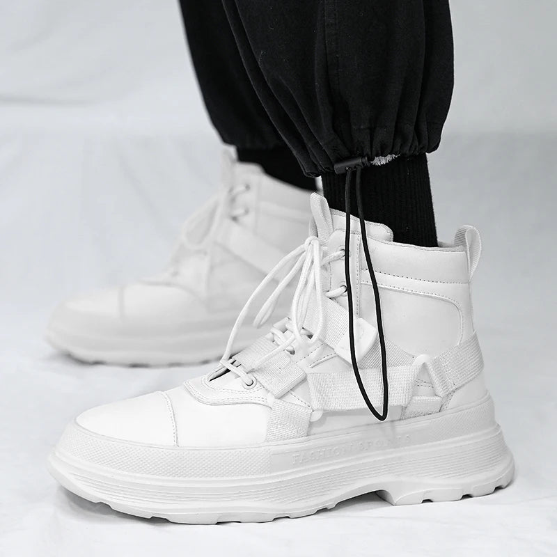 Men's High-Top Platform Sneakers - Casual Ankle Boots