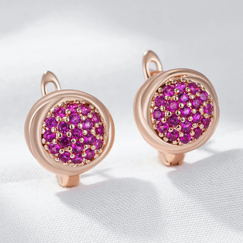 Shiny Red Zircon Drop Earrings - Rose Gold Bridal Jewellery