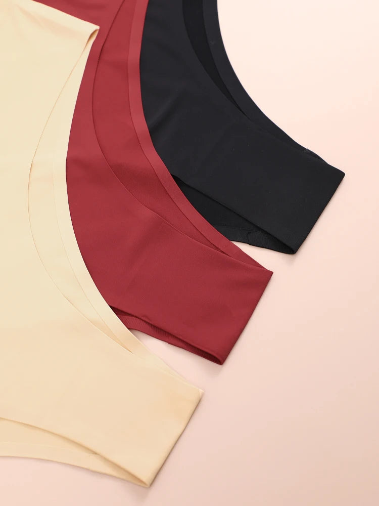 3PCS Women's Seamless Plus Size Underwear High Waist Briefs Stretch Comfortable Traceless Lingerie