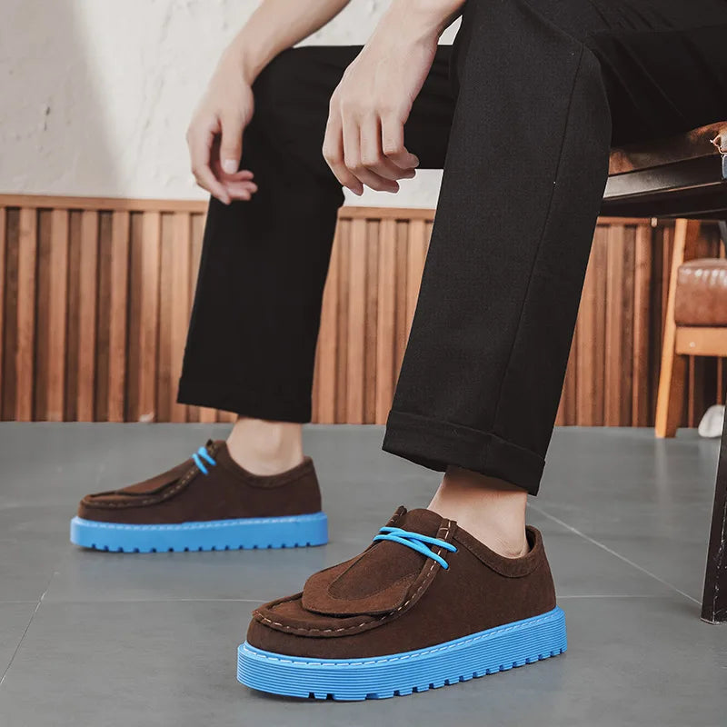 Men's Casual Platform Sneakers - Lace-Up Tennis Sports Shoes