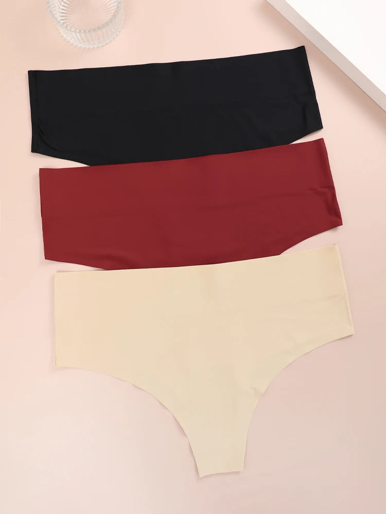 3PCS Women's Seamless Plus Size Underwear High Waist Briefs Stretch Comfortable Traceless Lingerie