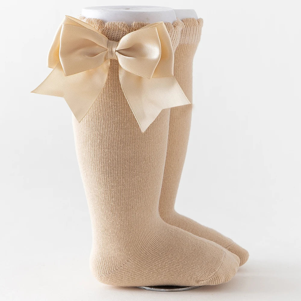 10 Colours Baby Girls Autumn Stockings 0-2Y Solid Mid-Calf Length with Bowknot