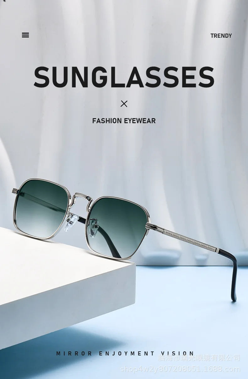 Retro Square Oval Metal Sunglasses - UV400 Protection for Women & Men