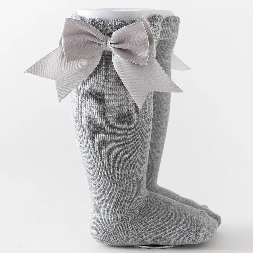 10 Colours Baby Girls Autumn Stockings 0-2Y Solid Mid-Calf Length with Bowknot