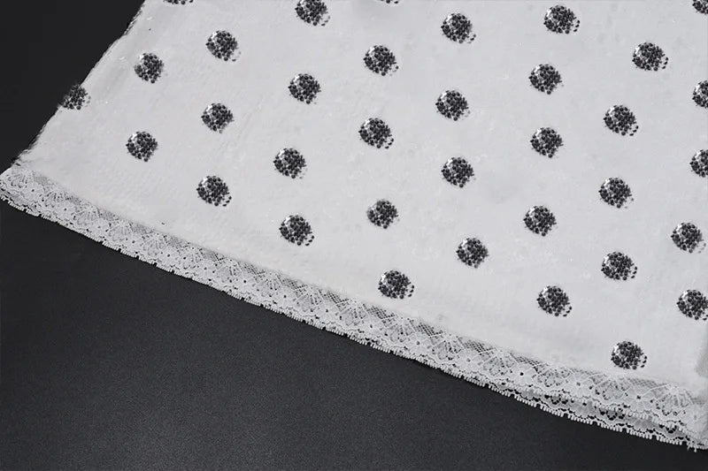 Women's Sequined Dots Lace Trim Y2K Mini Skirt - Low Rise Summer Bottom