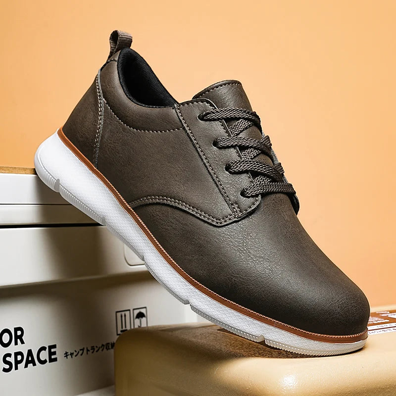 Men's Casual Leather Lace-up Flat British Comfortable Shoes