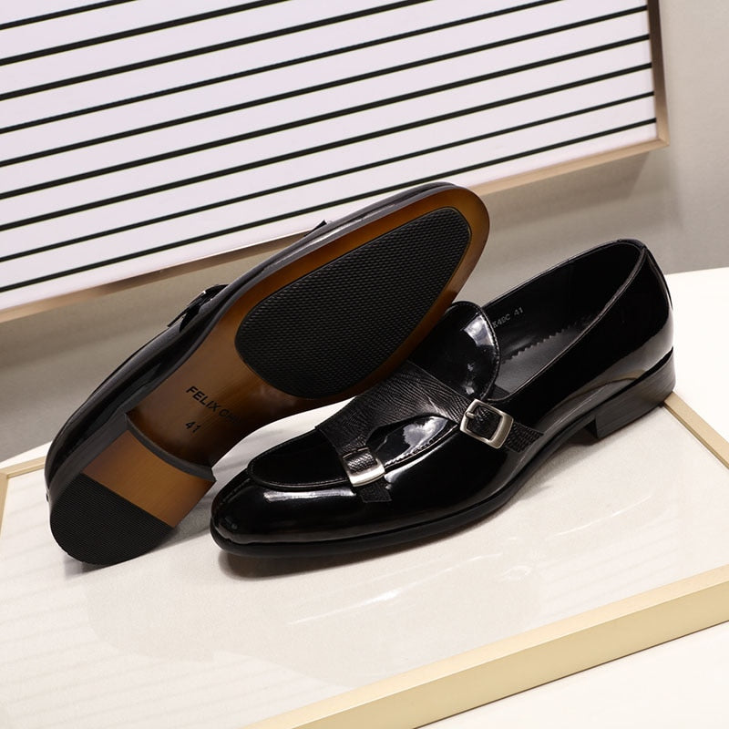 Men's Patent Leather Loafers Slip-On Shoes