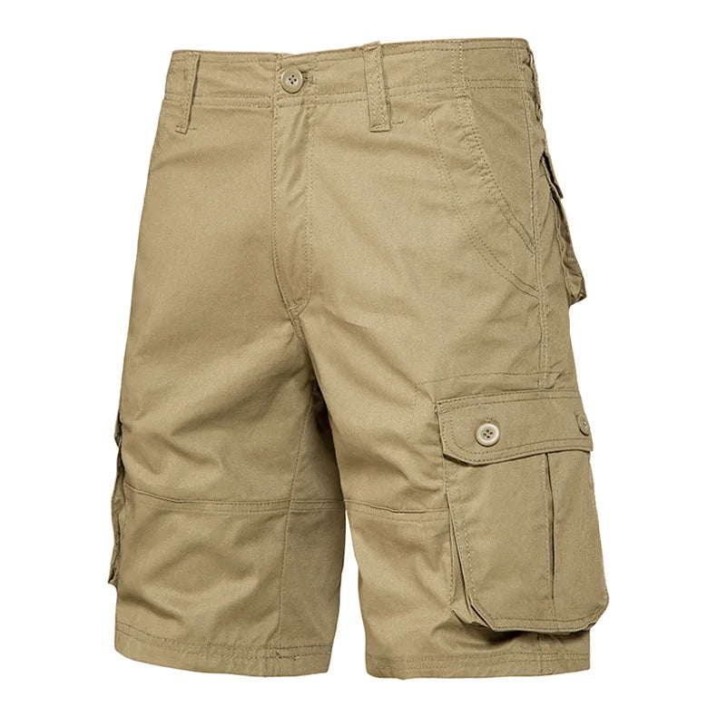 Men's Cotton Cargo Shorts - Multi Pocket Knee Length Summer Shorts