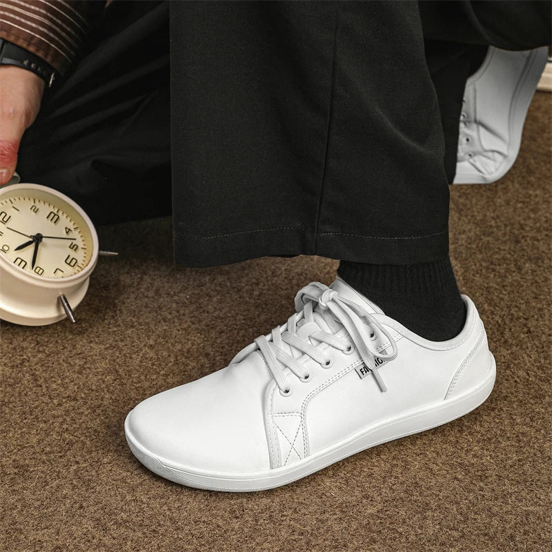 Men's Casual Leather Sneakers - Lace-Up Running Sports Shoes