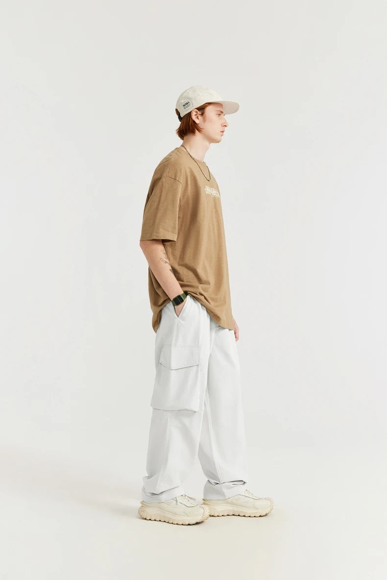 Men's Straight Leg Cargo Soft Touch Elastic Waist Casual Trousers