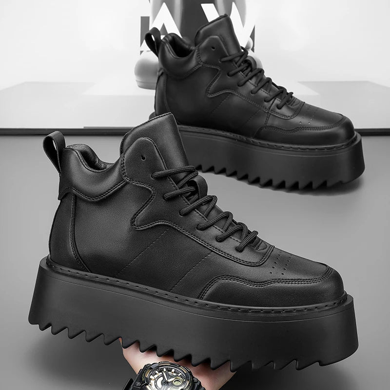 Men’s Casual Platform High Top Skateboard Vulcanized Sport Shoes Lace Up Sneakers
