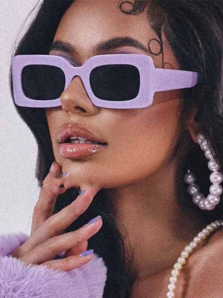 Women's Vintage Rectangle Frame Sunglasses UV400