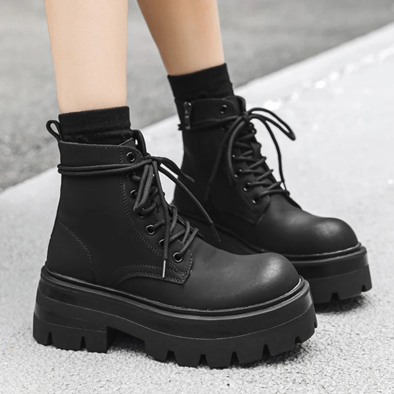 Men’s Platform Lace Up Plush Chunky High Top Ankle Boots