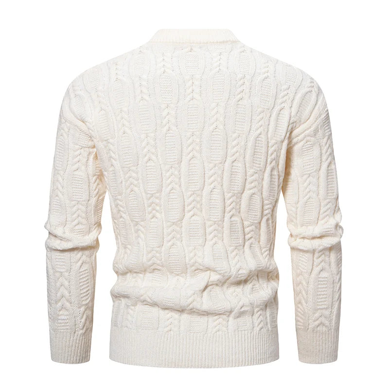 Men's O-Neck Knitted Sweater - Warm Casual Pullover for Autumn Winter