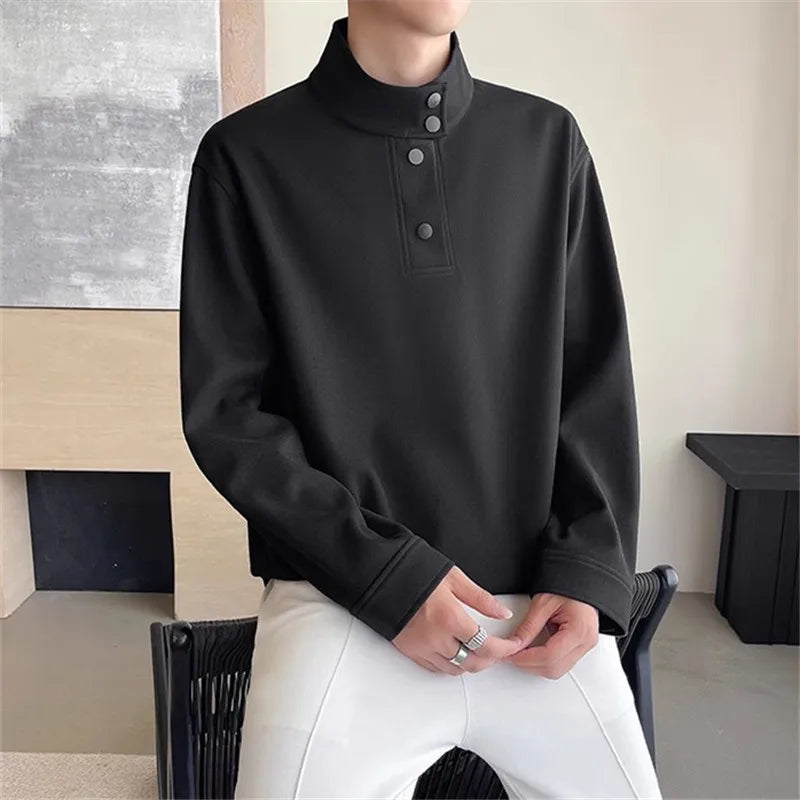 Men's Stand Collar Sweatshirt - Casual Pullover Hoodie