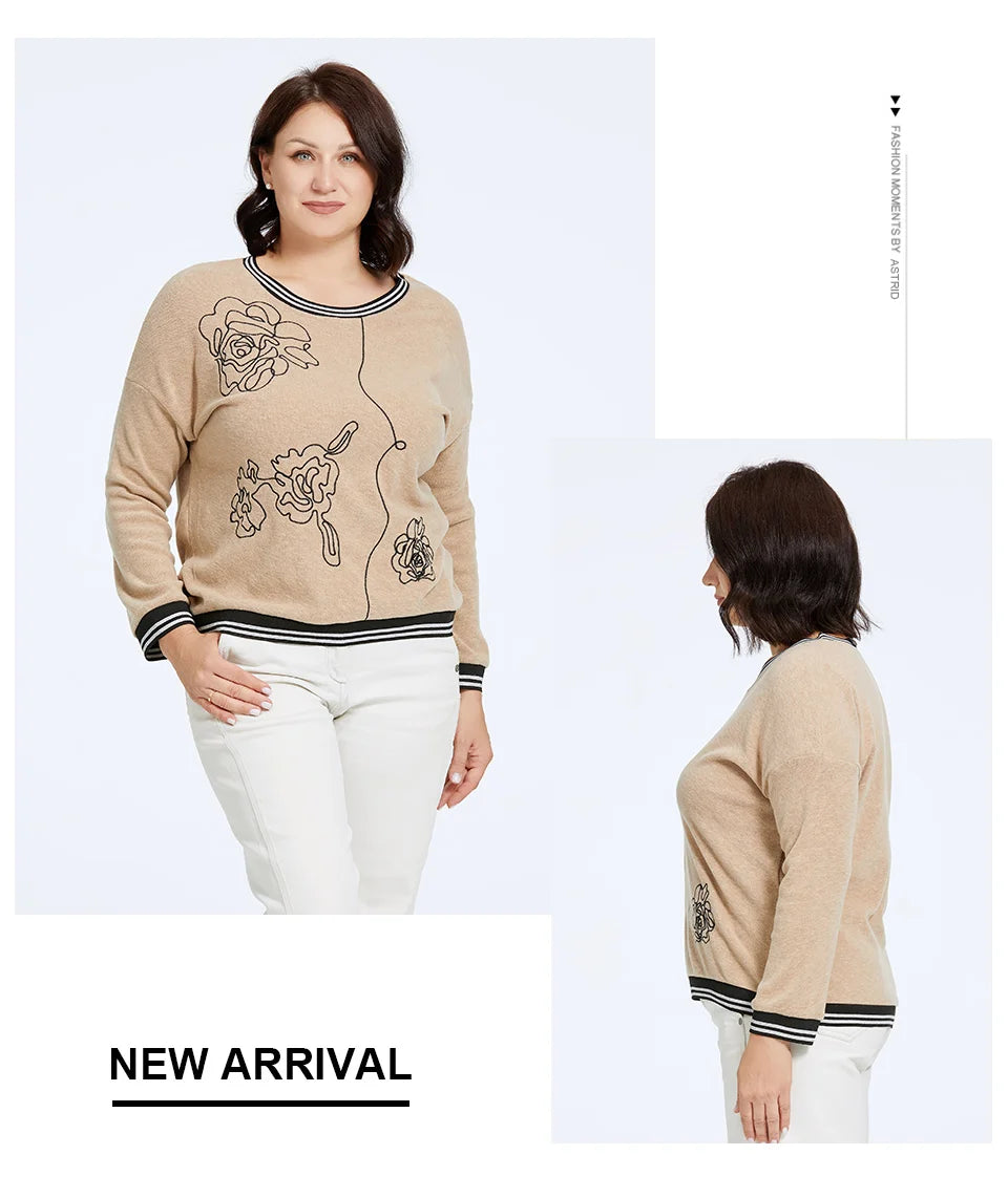 Women's Oversized Flower Embroidery Knitted Jumper