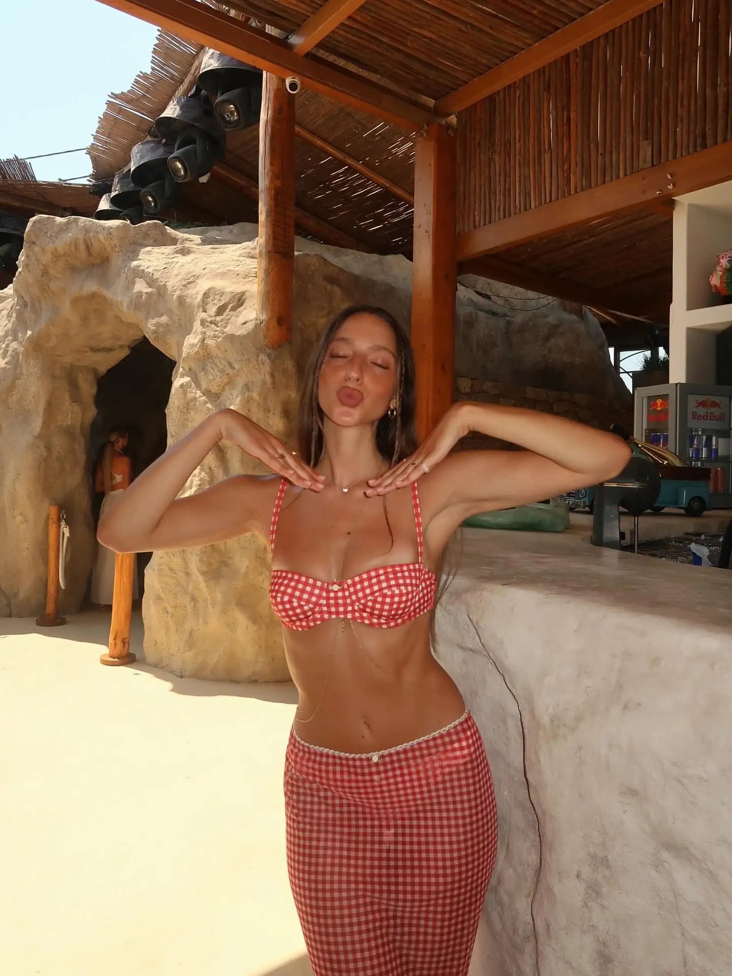 Women's 3-Piece Print Bikini Set - Halter Tube Top with Mesh Skirt