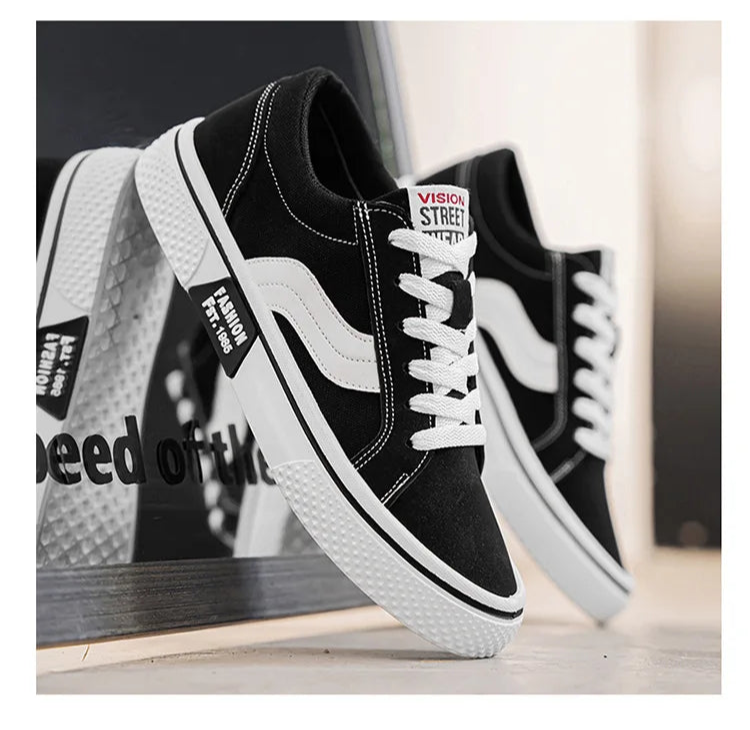 Men's Canvas Skateboard Sneakers - Lace-Up Casual Trainers