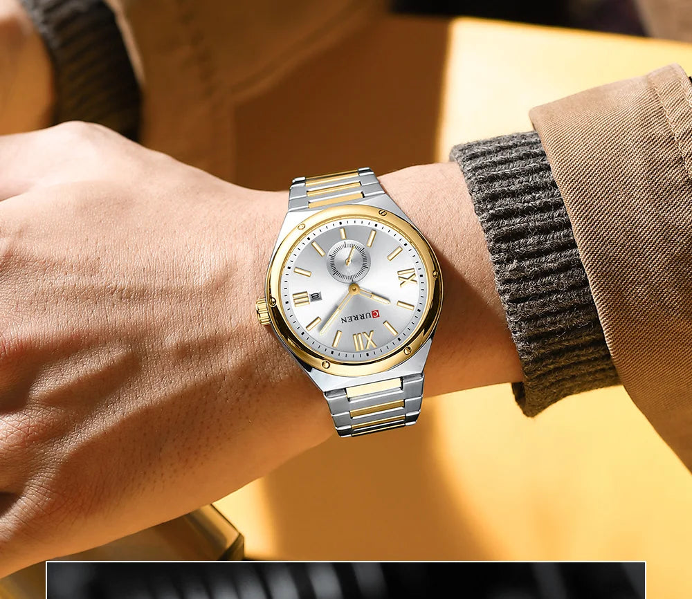 Premium Waterproof Business Watch - Luminous Date Display Stainless Steel Square Quartz