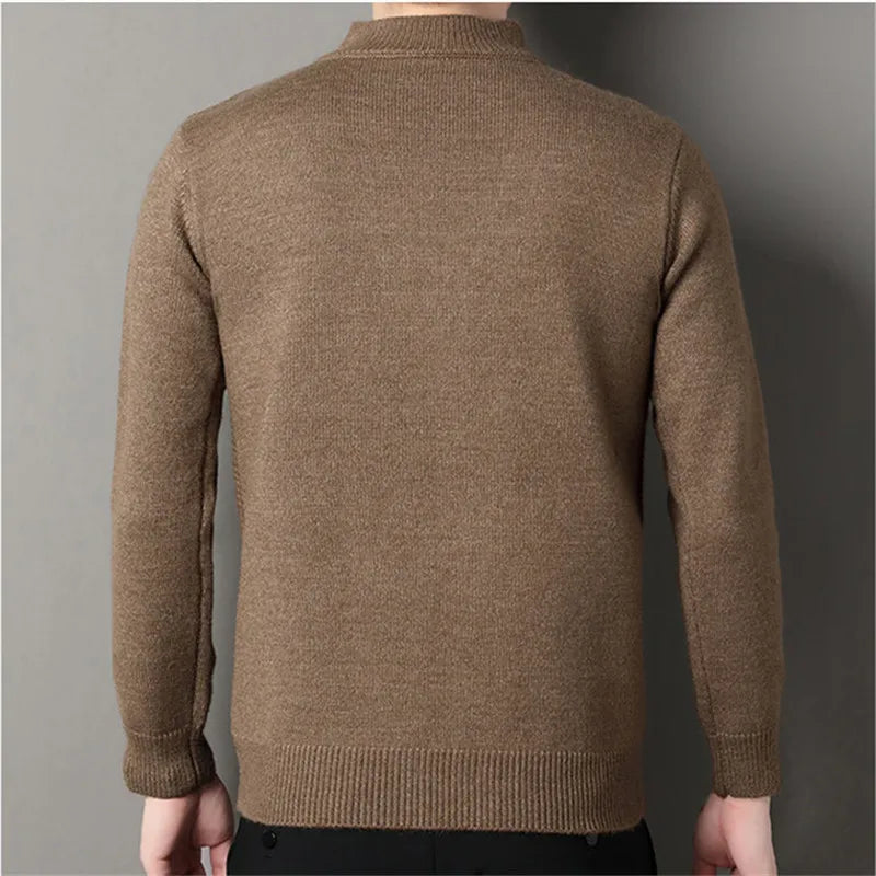 Autumn Winter Thick Pullover - Smart Casual Stand Collar Knit Sweater