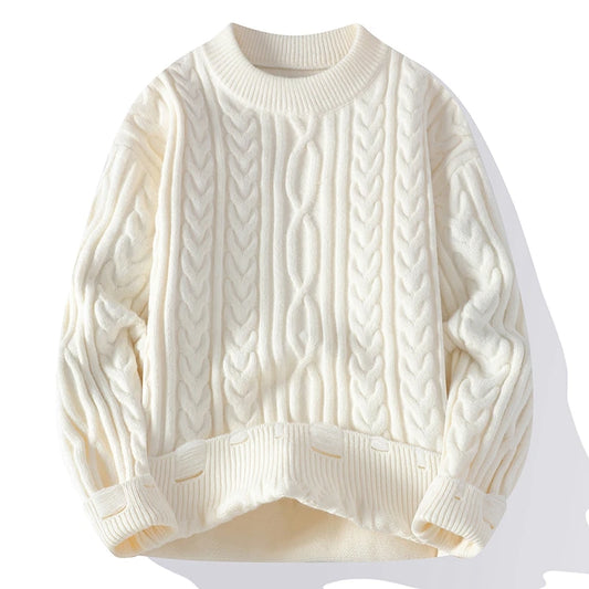 Men's Round-Neck  Knitted Pullover Loose Sweater