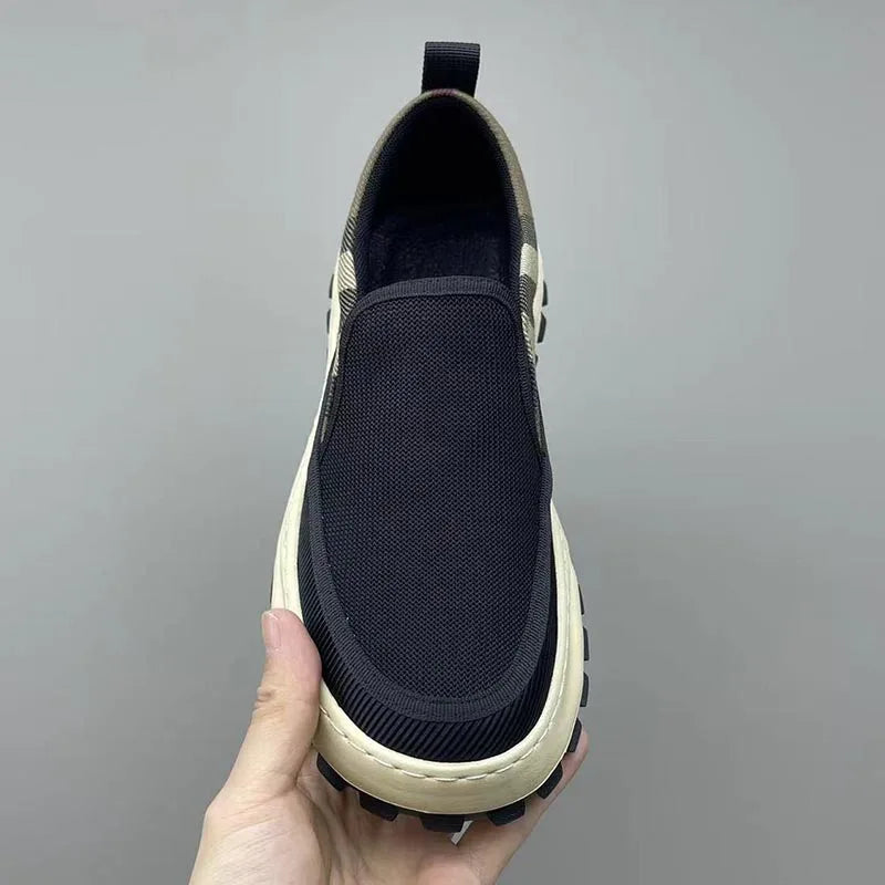 Men's Casual Platform Sneakers - Breathable Slip-On Tennis Shoes