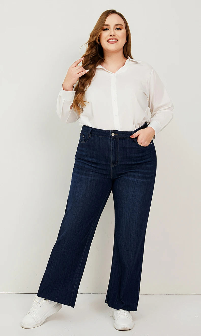 Women's Wide Leg Plus Size Loose Denim Jeans