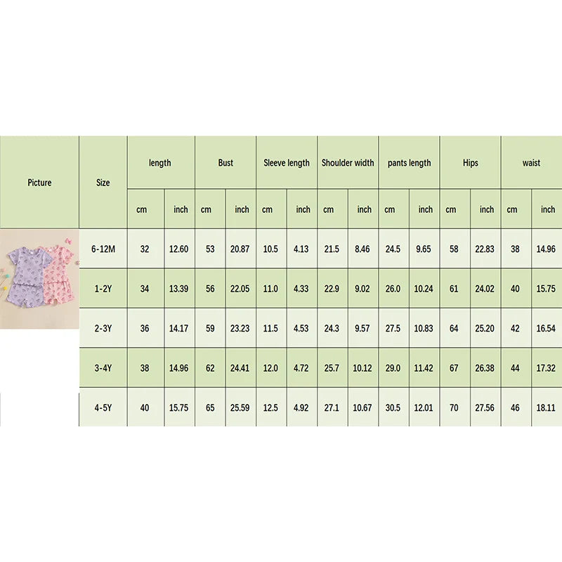 1-5Y Kids Girls Clothes Sets Bow Print Lettuce Trim Short Sleeve T-shirt Elastic Waist Shorts