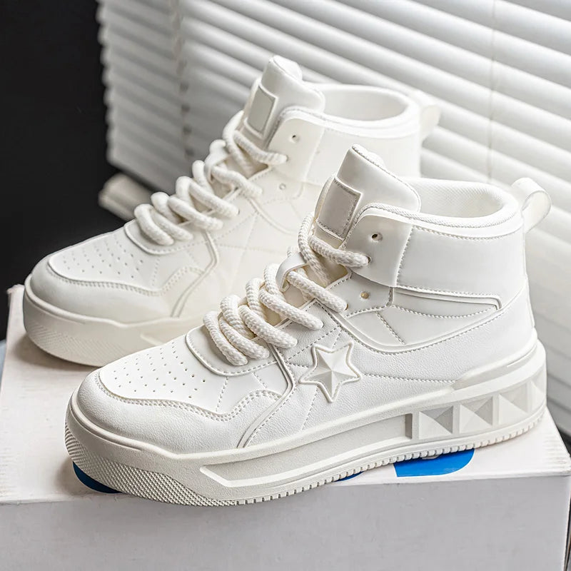 Men's High Top Platform Sneakers - Casual Skateboard Sports Shoes