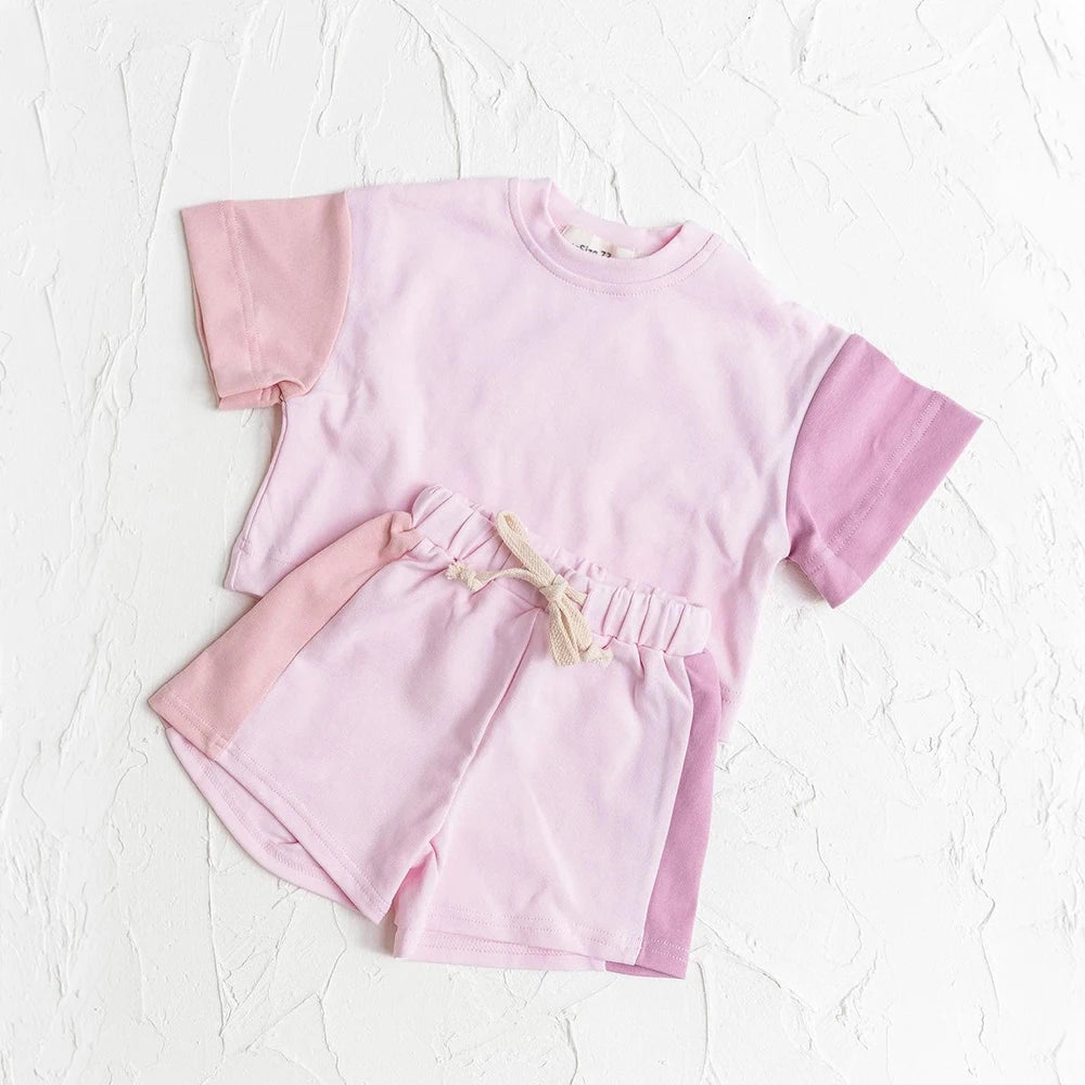 Children's Cotton Short Sleeve Top and Shorts Set Outfit