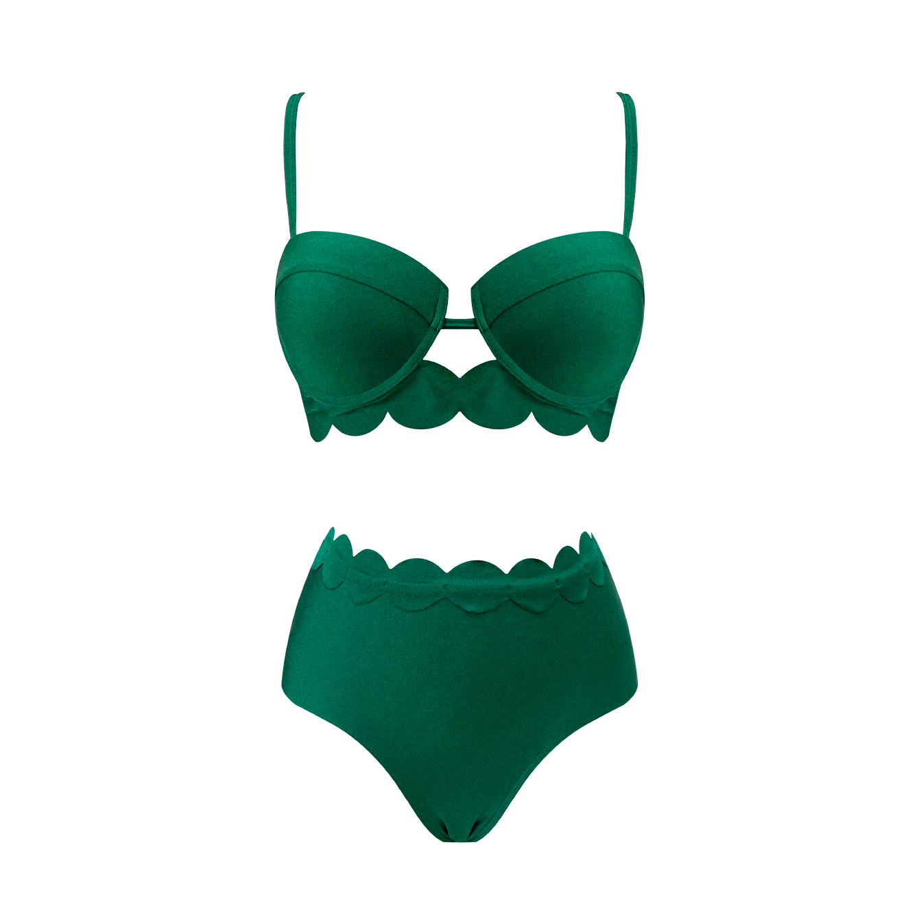 Underwire Bikini Set with Ruffle Skirt - Push Up Brazilian