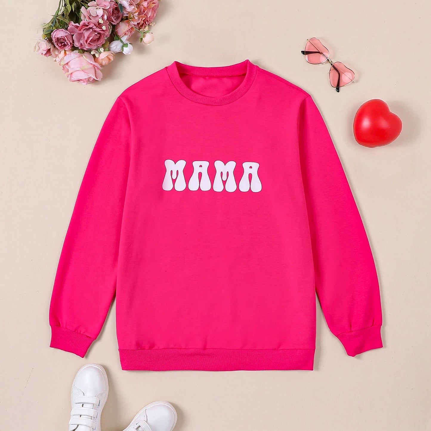 Mommy Mummy and Child Family Matching Clothes Letter Printed Long Sleeve Sweatshirt with Pants Headband Outfit